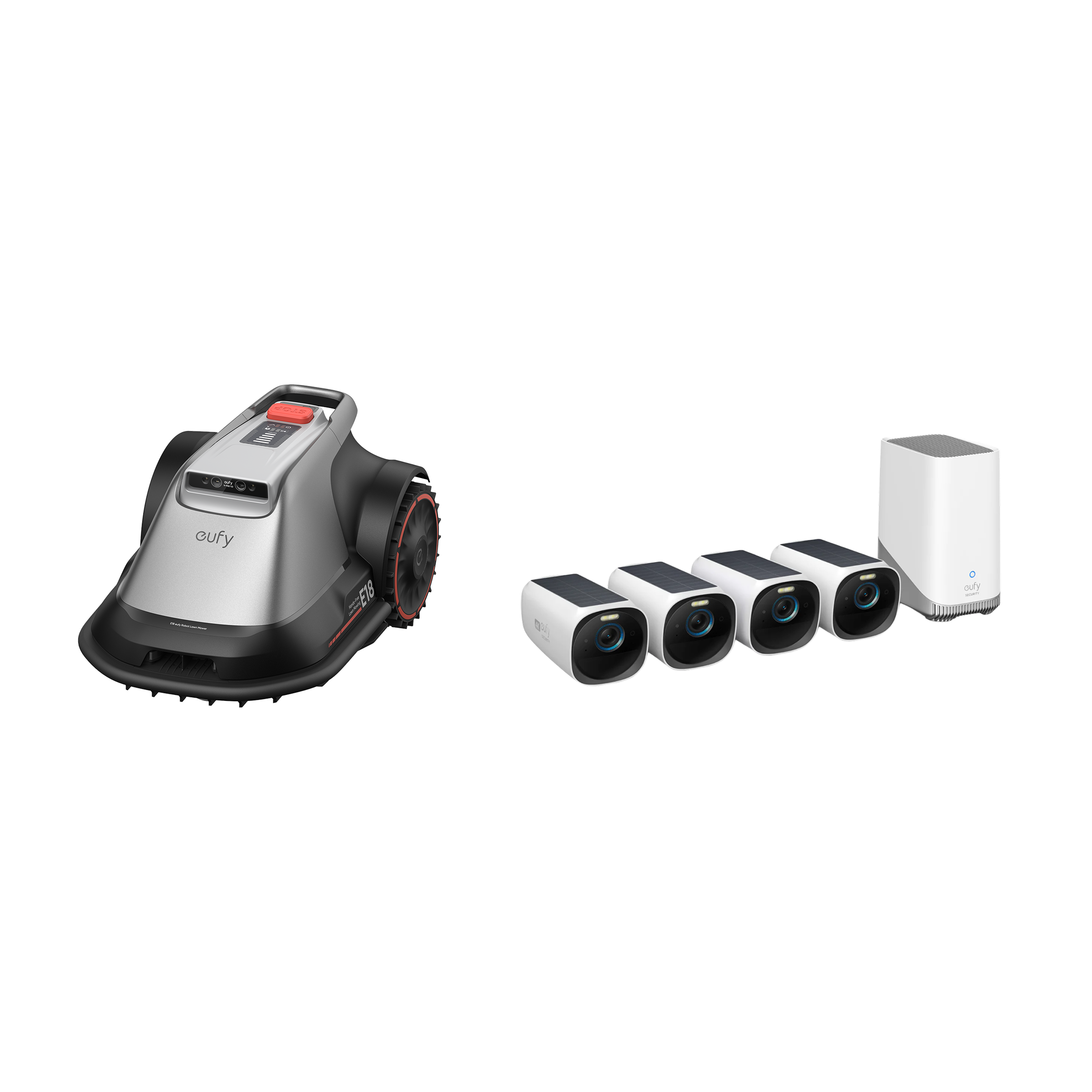 Anker eufy Mähroboter E18 und eufyCam S330 (eufyCam 3) 4-Kamera-Set