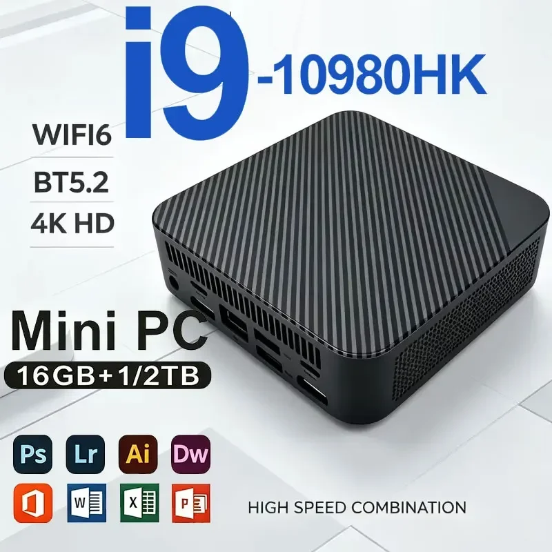 NEW Mini PC Intel Core I9 10980HK PC Gaming Computer 8/16GB RAM 1TB 2TB M.2 SSD WiFi 6 BT5.2 4K HD Portable Desktop Pc
