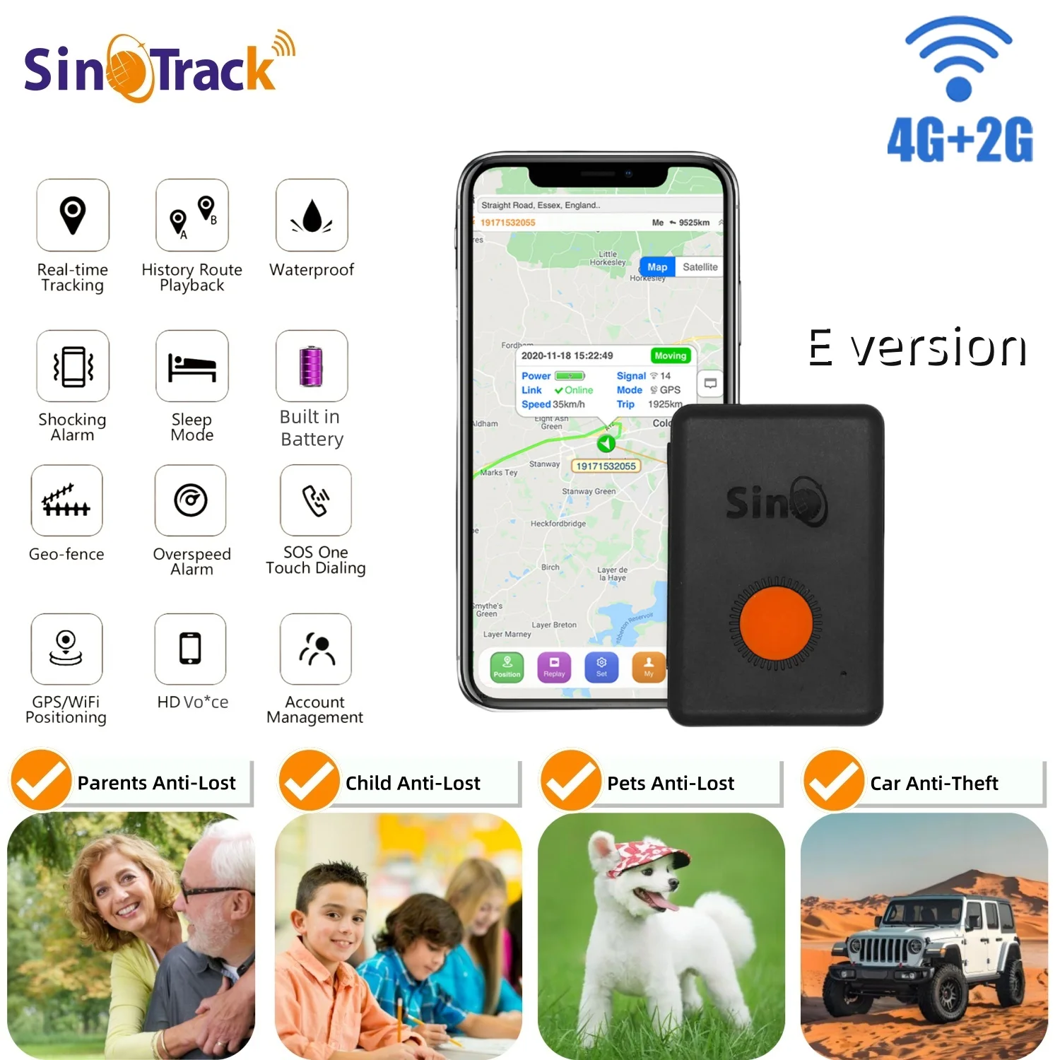 European Exclusive 4G ST-904L-E Mini GPS Tracker Builtin Battery Waterproof Anti-Lost Device for Kids Parents Car Pet Child