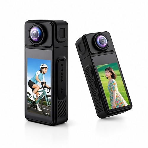 4K tragbare Action-Kamera mit 270-Grad drehbarem Objektiv Farbdisplay WiFi-App-Steuerung und elektronischer Bildstabilisierung magnetische Daumen-große POV-Kamera für Vlogging Radfahren und Reisen