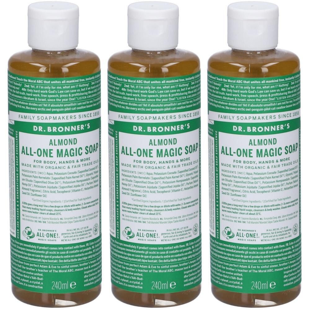 Dr. Bronner’s Sapone Liquido 18-In-1 alla Mandorla 240 ml 3x240
