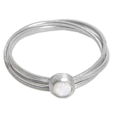 Magical Force,'Rainbow Moonstone and Sterling Silver Solitaire Ring'
