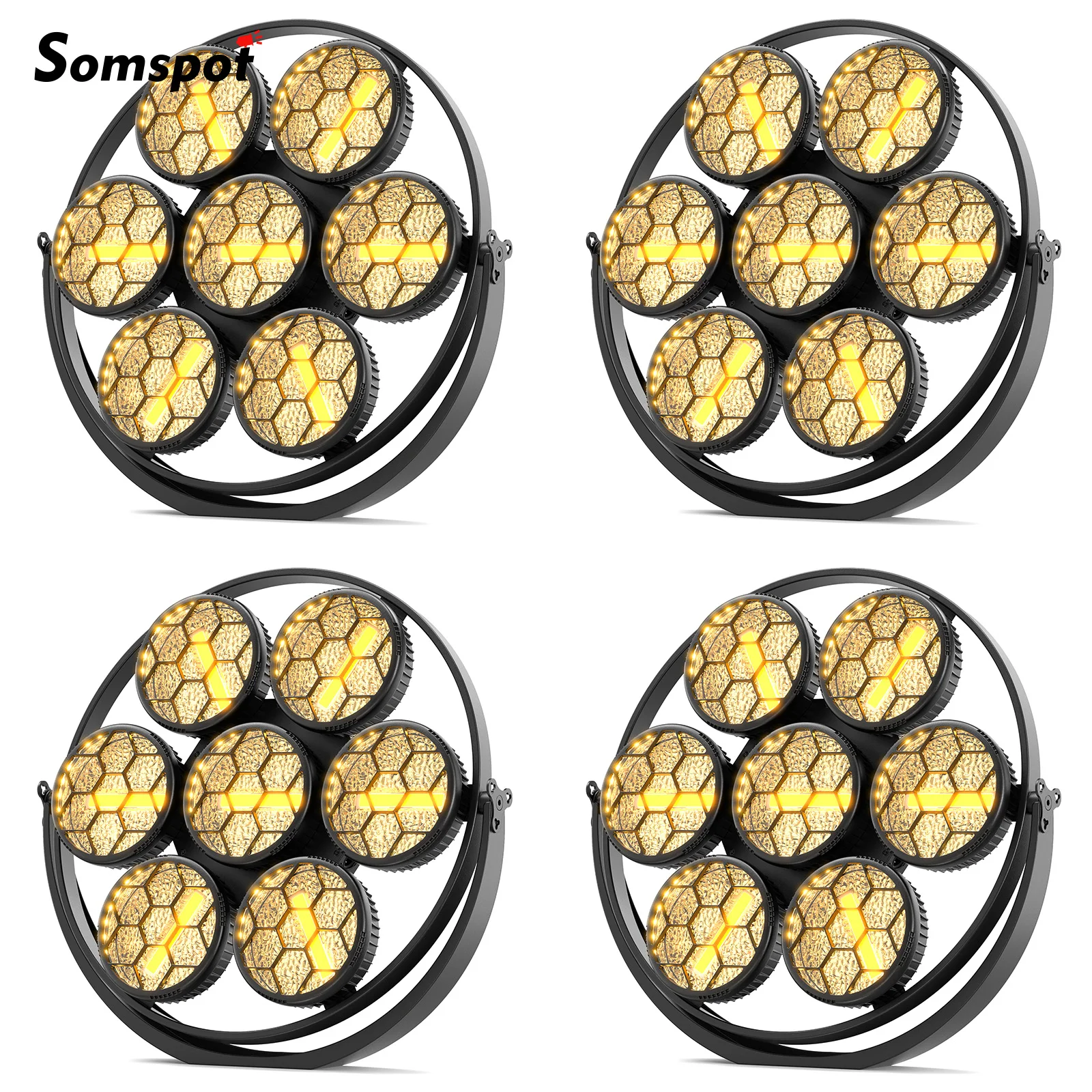 Somspot 4 Stück Bühnen-Retro-Leuchten 7x50W Lineare Vintage-Leuchte COB LED Par-Leuchten Bühneneffekt-Beleuchtungsprojektor für Disco Party Konzert Hochzeit Theater Live-Show Bar Club