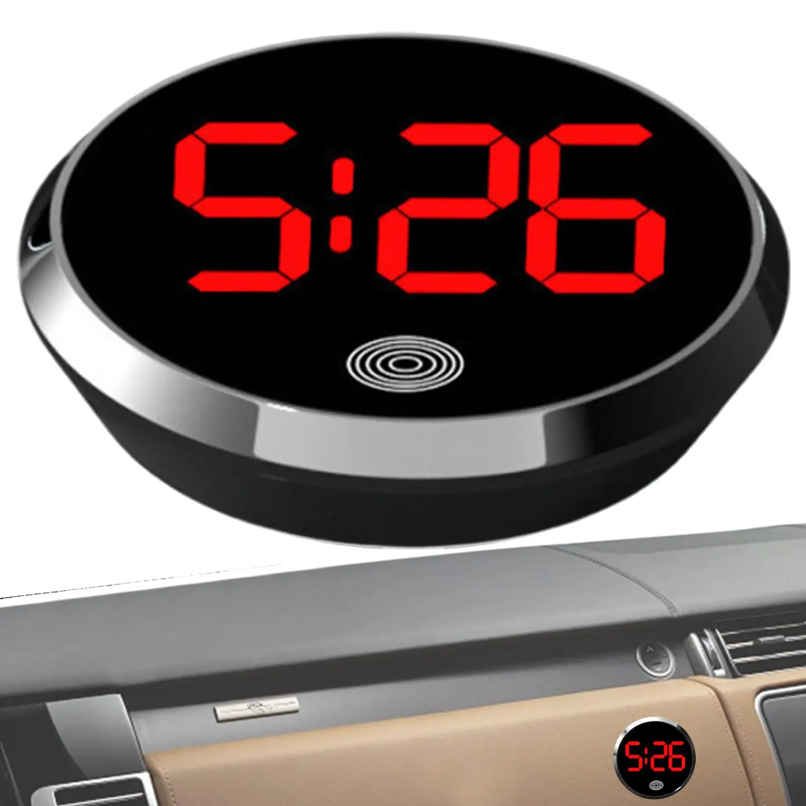 Mini Digital Clock for Car Round Automotive Digital Clock Led Luminous Display Automotive Watch for Road Trip Long Travel