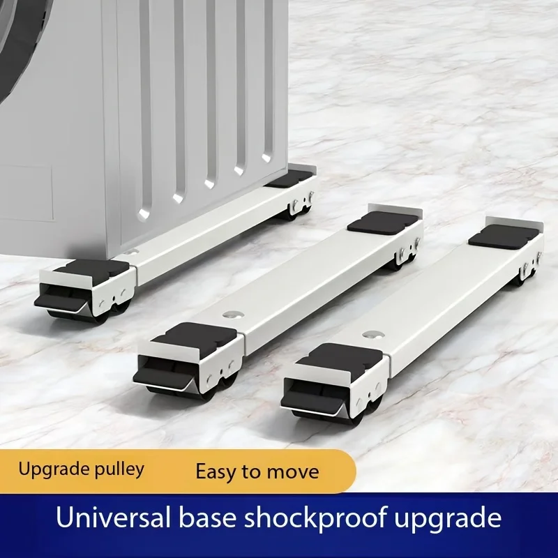 Retractable Washing Machine Mobile Base, Heavy-Duty Appliance Sliding Bracket, Anti-Vibration, Anti-Slip, Silent Stand, Universal Adjustable Mobile Base for Drum and Pulsator Washing Machines,