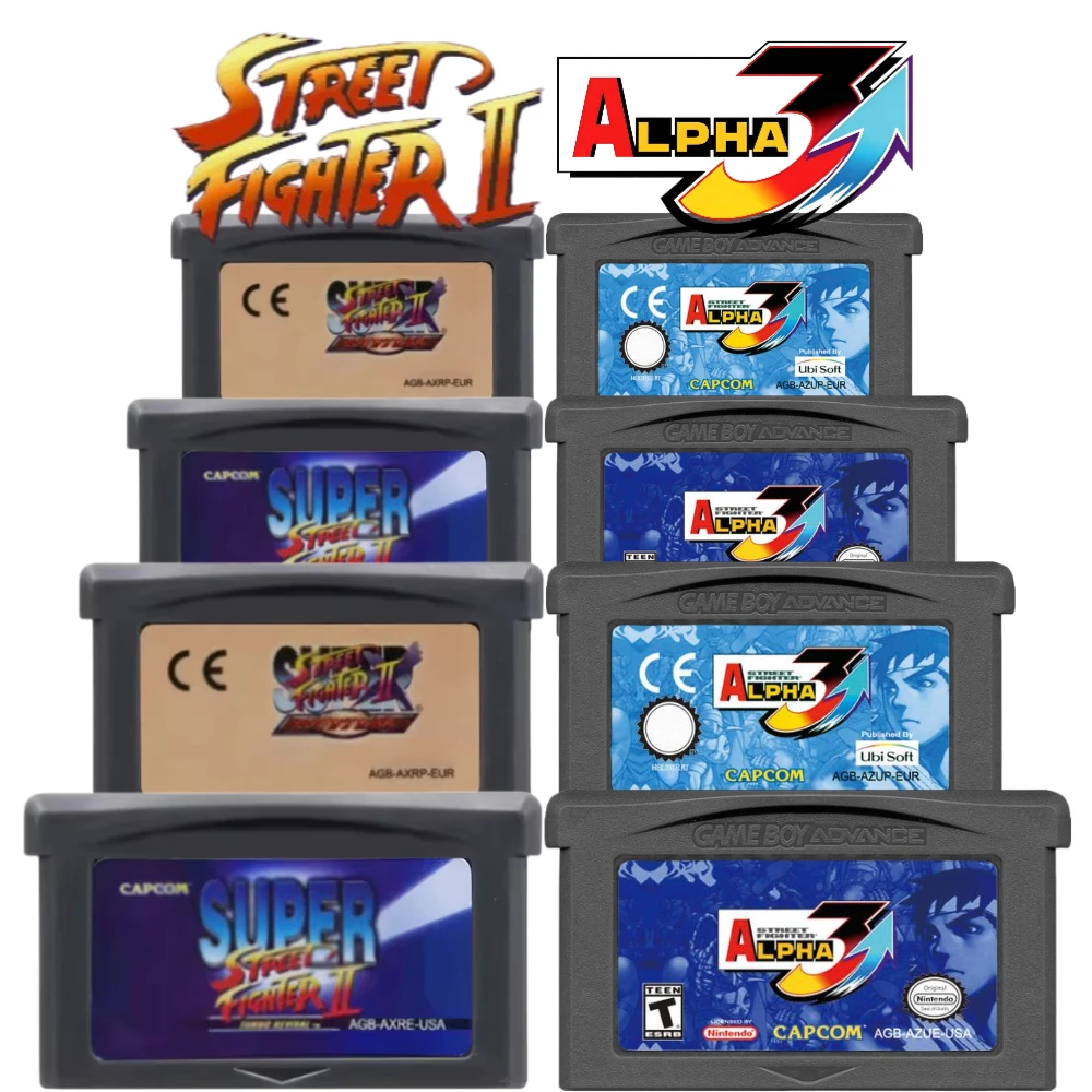 USA/EUR GBA Video Game Cartridge 32 Bit Games Card Street Fighter Alpha 3 Super Street Fighter II Game Card for GBA SP NDS