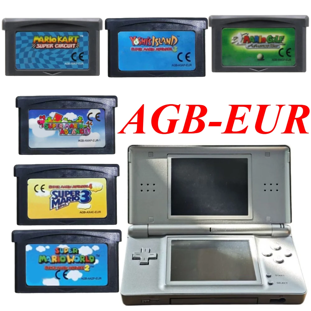 GBA Game Cartridge Mario Kart Yoshi Island Super Mario Advance Retro Game for GBA SP NDS Classic Video Games Collection