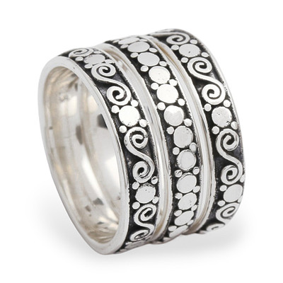 Together,'Handmade Sterling Silver Stacking Rings (Set of 3)'