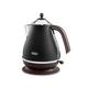 De'Longhi Wasserkocher Icona Vintage KBOV2001.BK - 1,7 l mit Wasserstandsanzeige und 360° Basis, Edelstahl in elegantem Retro Look mit Chrom-Details, schwarz