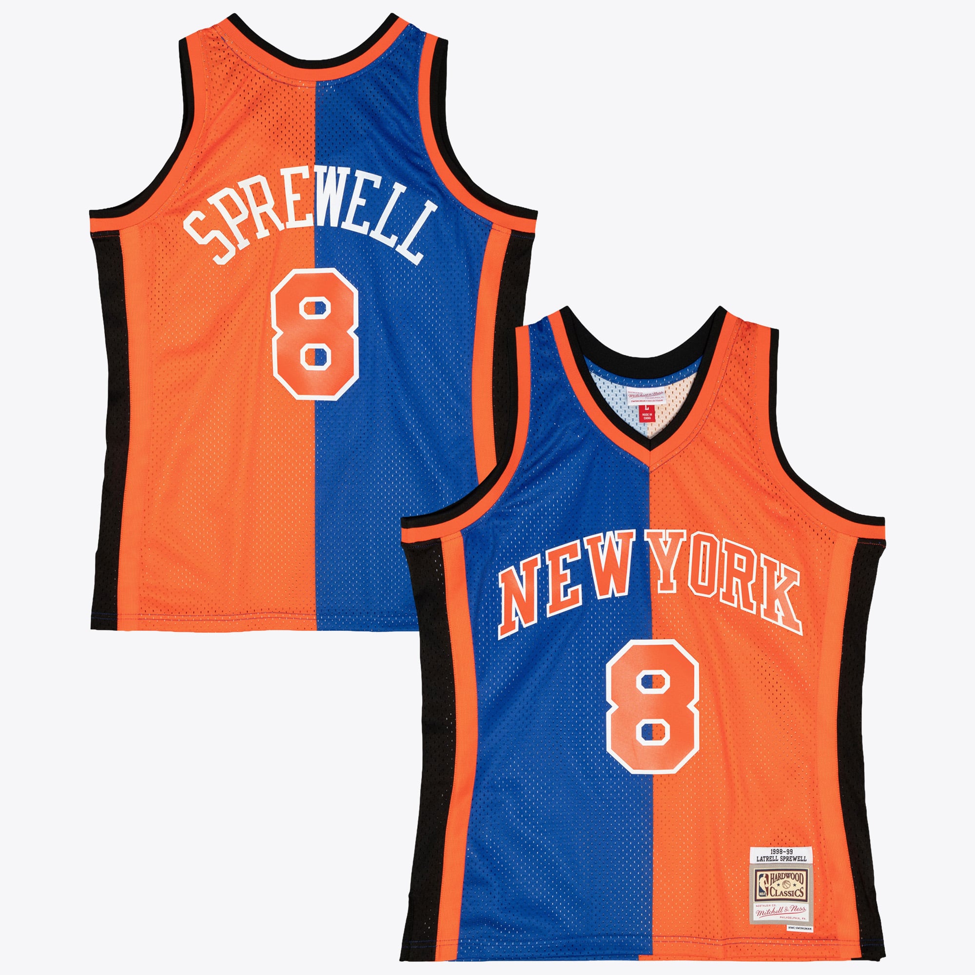 Maillot Swingman Mitchell & Ness Latrell Sprewell 1998 des New York Knicks - Bleu/Orange - Homme Taille: M