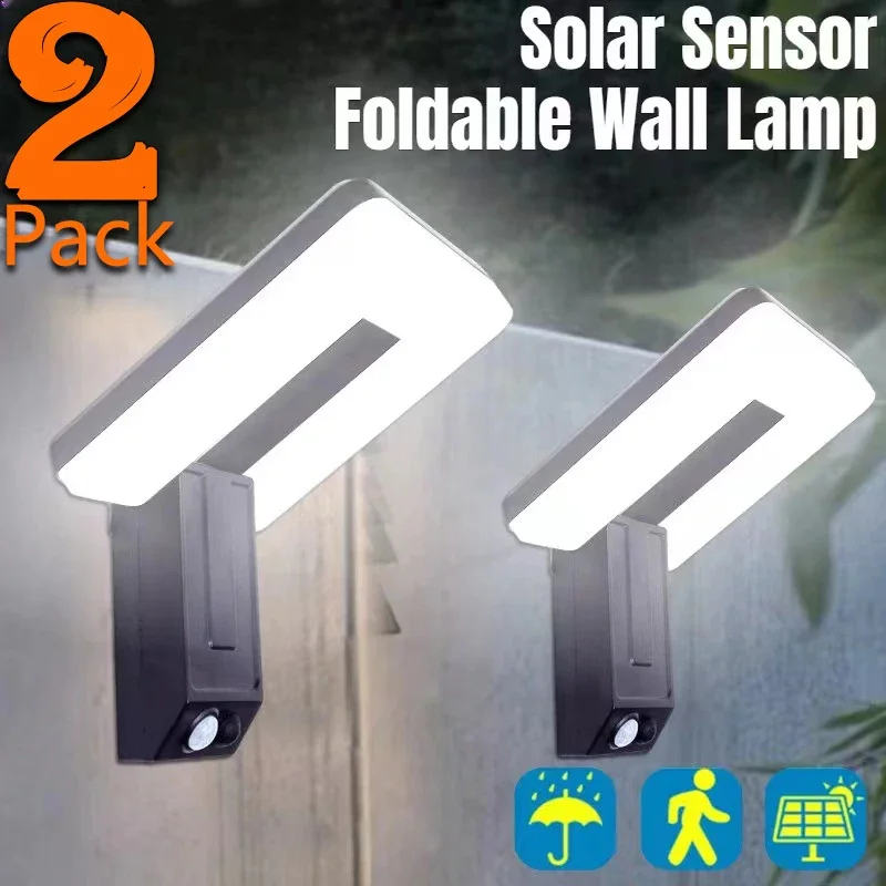 1–2 Stück Solarleuchten für den Außenbereich, faltbar, 3 Modi, LED-Licht, Bewegungsmelder, wasserdichte Wandlampen für Zaun, Hof, Garten, Garage