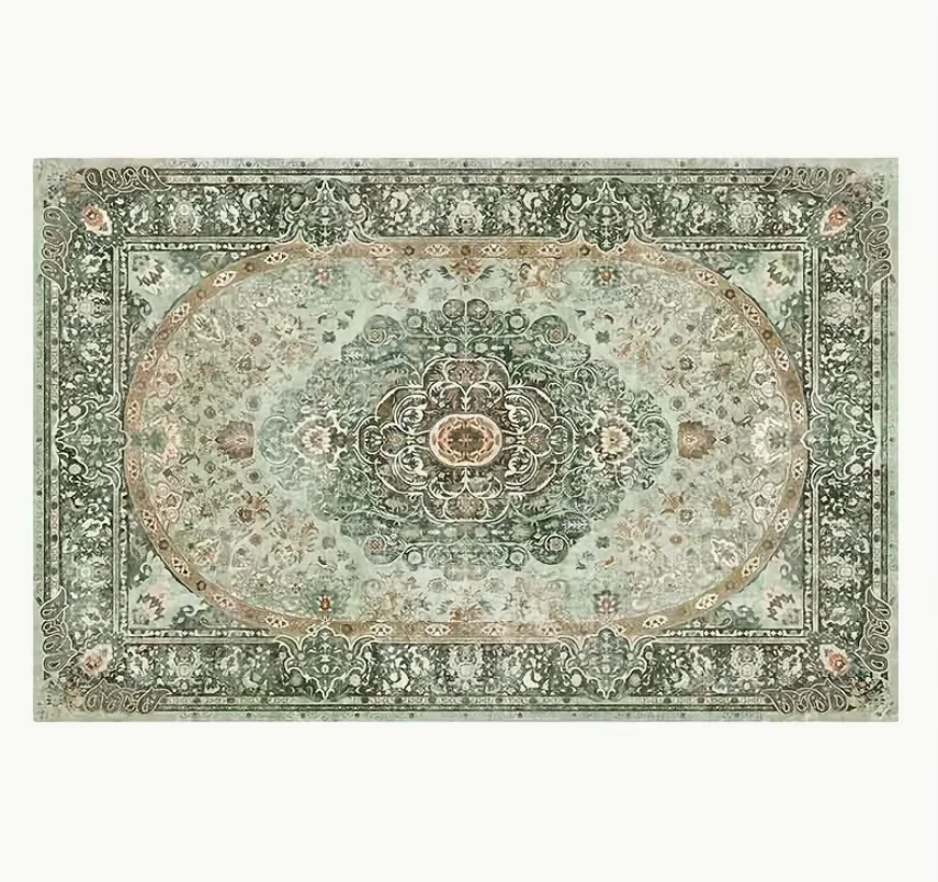 Large Living Room Carpet in Bohemian Style Soft Washable Mat for Dining Rooms, with Anti-Slip Backing Suitable for Offices Mat