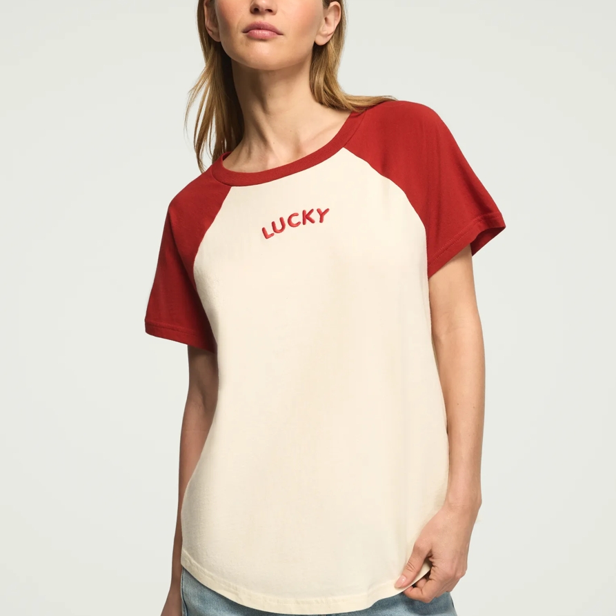 Lucky Brand Lucky Denim Supply Raglan Tee - Women's Clothing Outerwear Jean Denim Jackets in Canoli Cream, Size S