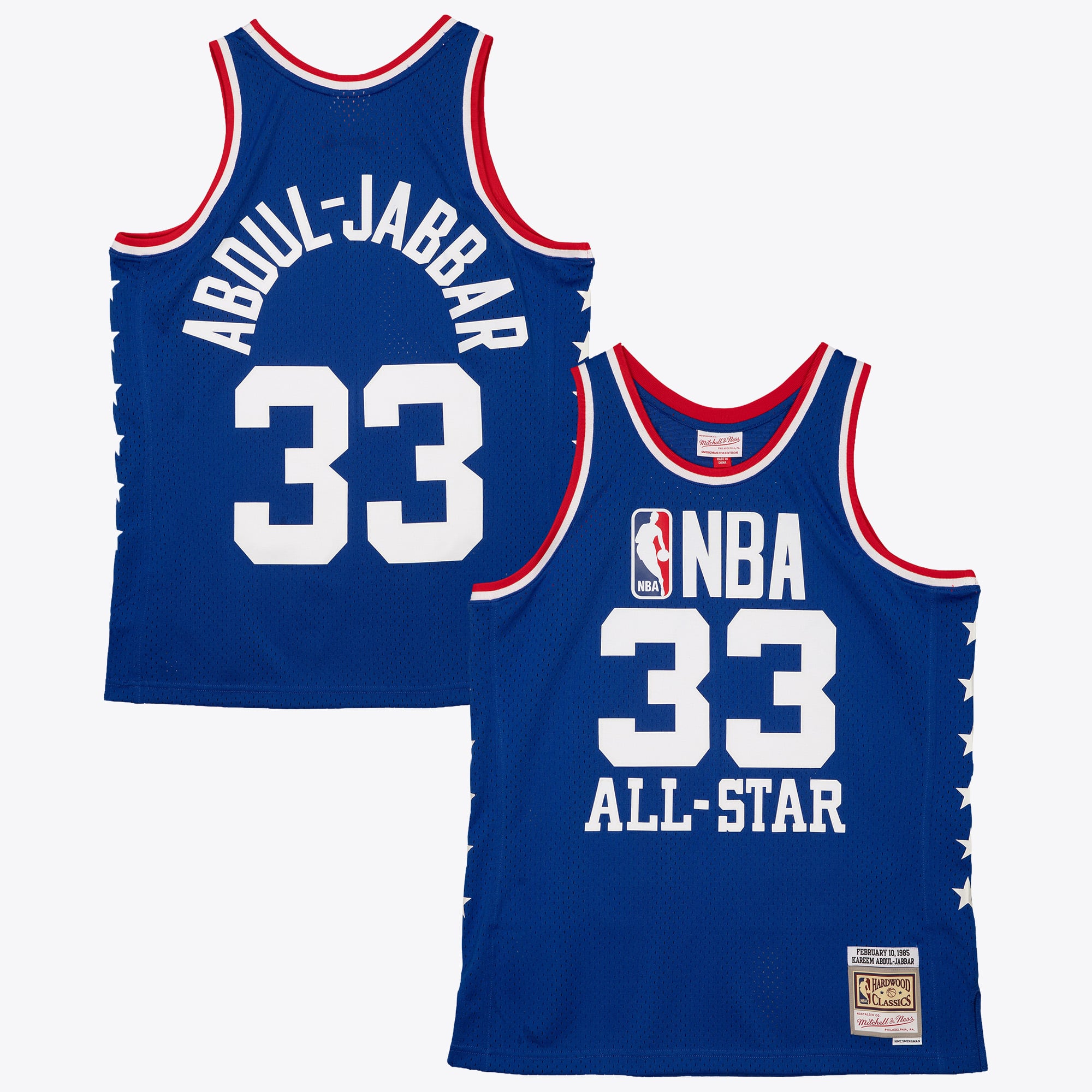 Maillot authentique NBA Mitchell & Ness Kareem Abdul-Jabbar 1985 Swingman All-Star - Bleu royal - Homme Taille: L