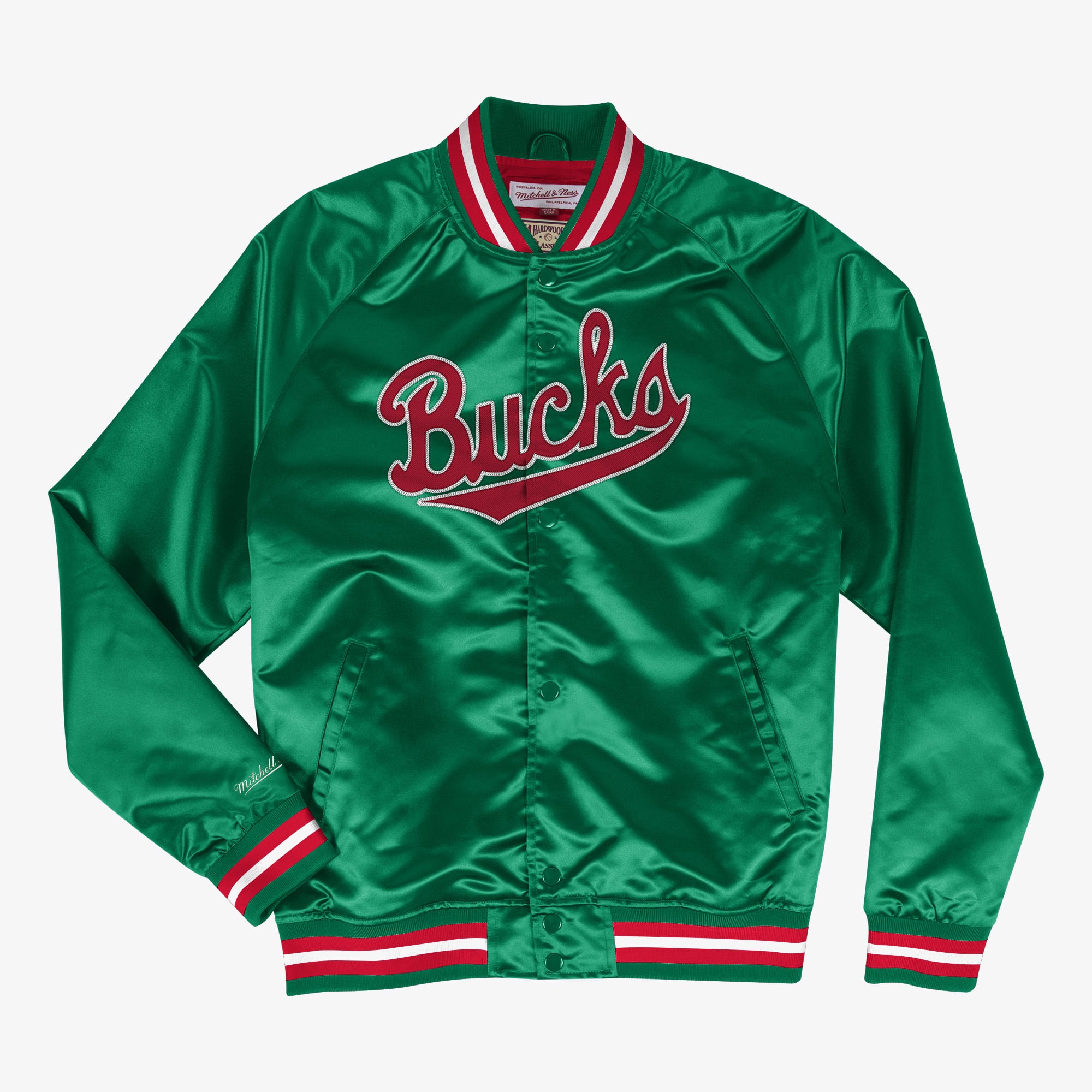 Milwaukee Bucks Mitchell & Ness Leichte Satinjacke – Dunkelgrün – Herren