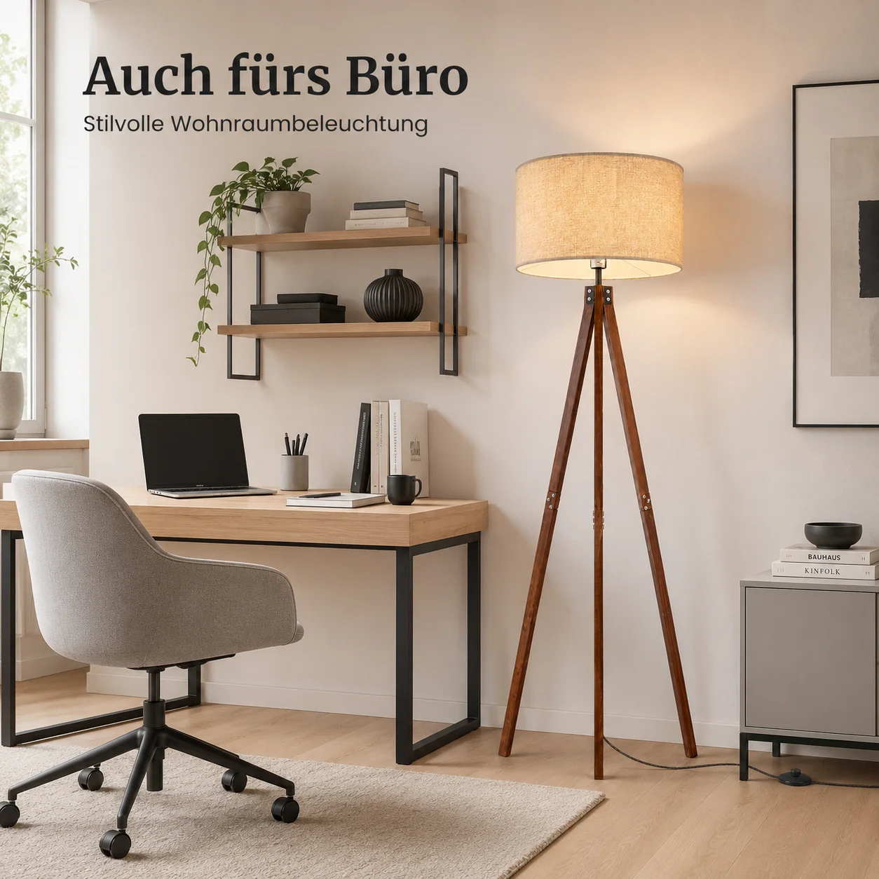 Stehlampe wohnzimmer Leselampe Stehleuchte Stativ aus Holz, E27 LED Stehlampe für wohnzimmer Leselampe Schlafzimmer,Büro Arbeitslampe, (Glühbirne nicht enthalten)