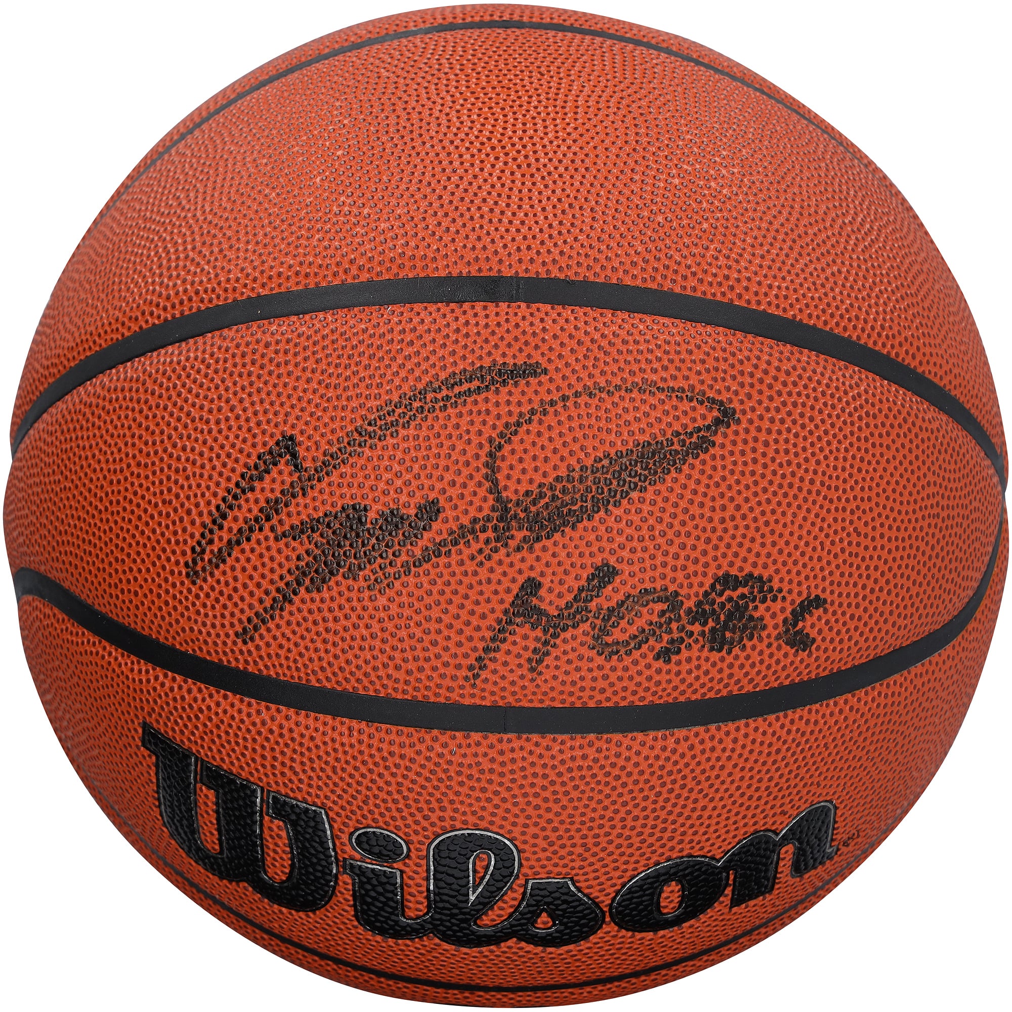 Dominique Wilkins Atlanta Hawks signierter Wilson Authentic Series Indoor/Outdoor-Basketball mit der Inschrift „HOF 06“.