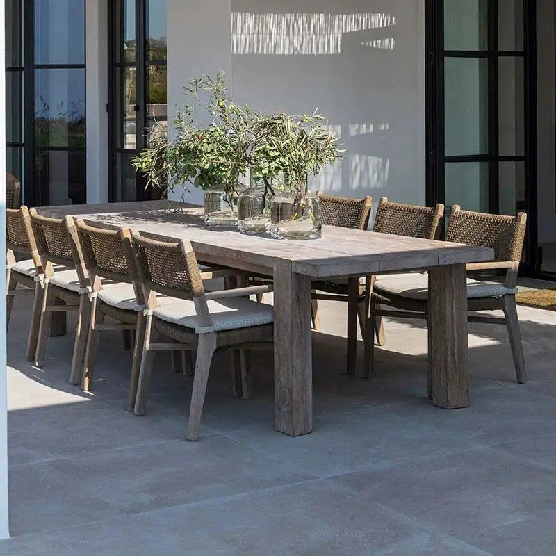 Outdoor Tables And Chairs Anti-corrosion Teak Villa Patio Furniture Outdoor Hotel Garden Solid Wood Leisure Tables And Chairs