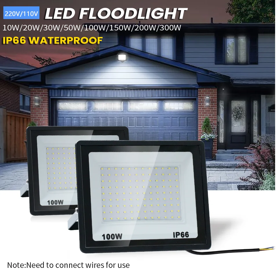 Hohe Helligkeit LED Flutlicht 10W 20W 30W 50W 100W 150W 200W 300W AC110V/220V Flutlicht Für Garten Straße Außen Beleuchtung
