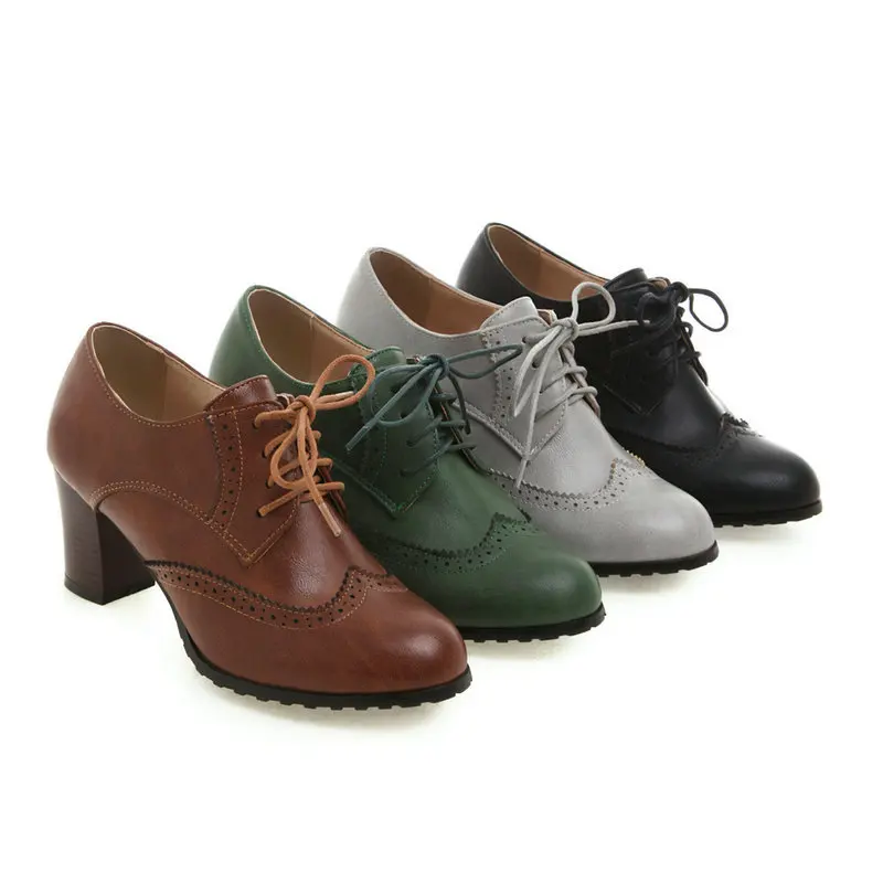 Damen-Stiefel mit hohem Absatz, Schnürung, Ausschnitt, atmungsaktiv, niedrige Schuhe, runde Zehen, Pumps, Retro-Muje, Zapatos, Braun, Grün, Schwarz, Grau, 43, 41