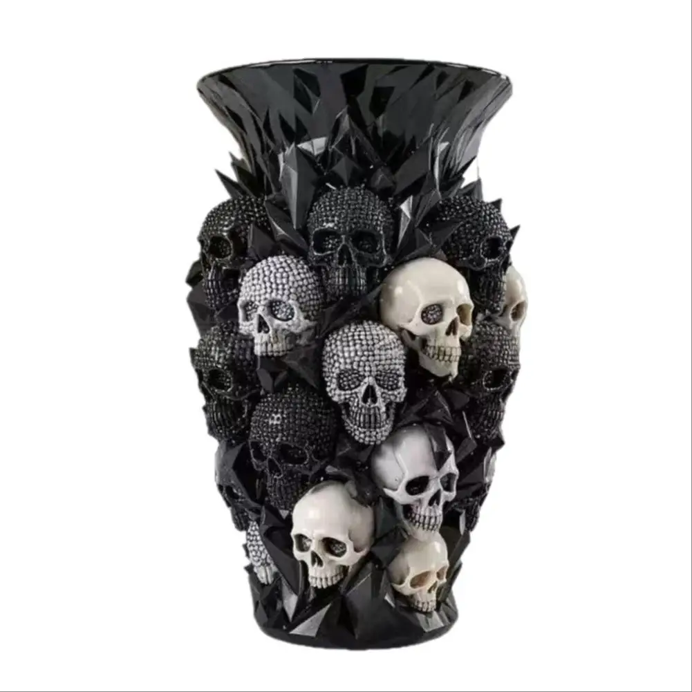 Skull Vase Garden Resin Ornament Gothic Style Garden Decorative Resin Craft Home Decor Flower Vase