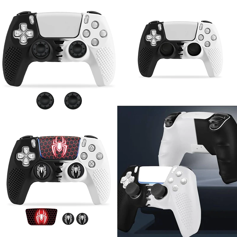 Anti-slip Silicone Skin Shell Protective Cover Case For Playstation 5 PS5 Gamepad Controller Accessories With 2pcs Grip Caps