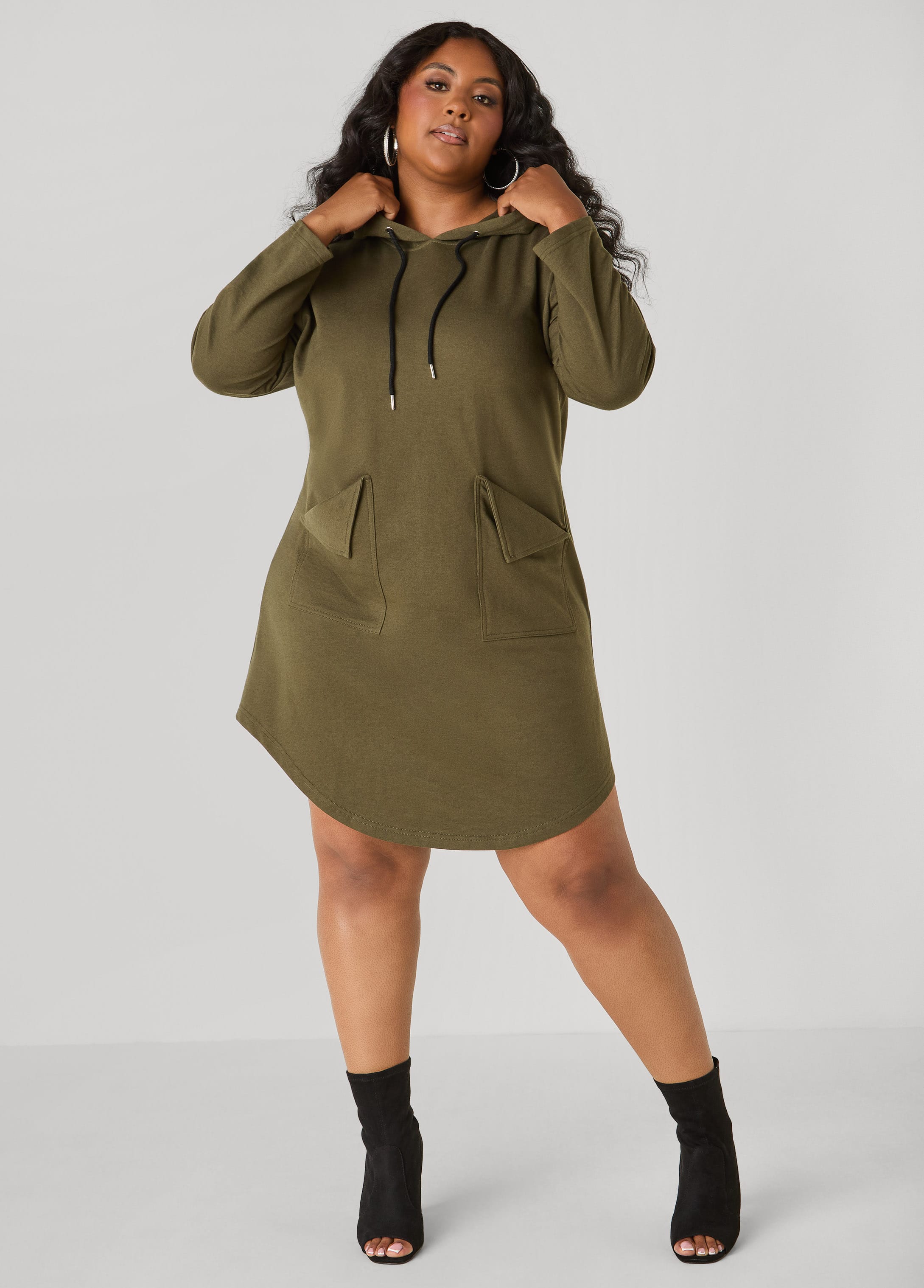 Plus Size Hooded French Terry Sneaker Dress