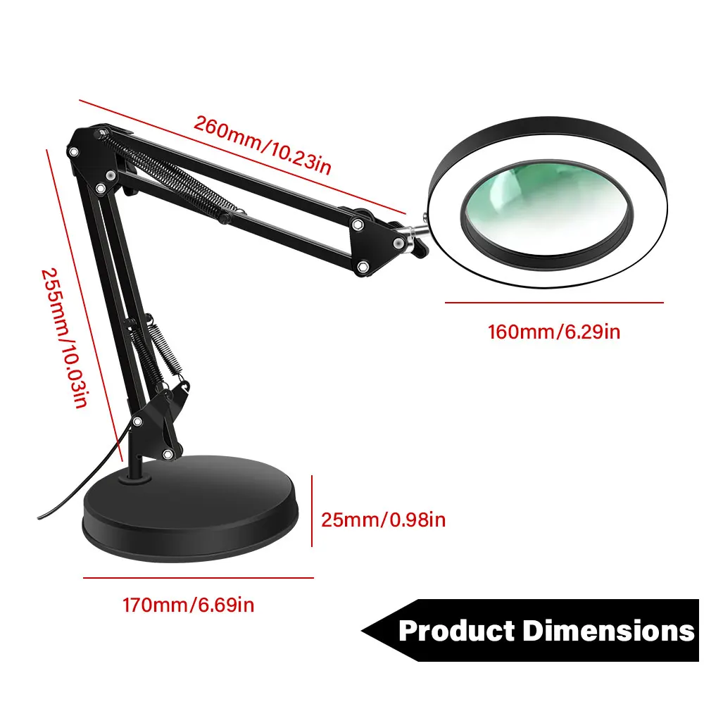Lupe LED-Schreibtischlampen, dimmbar, Schönheit, LED-Tischlampe, Augenpflege, Hautpflege, Leselicht, USB, Buch, Nachtbeleuchtung für Arbeitsreparaturen