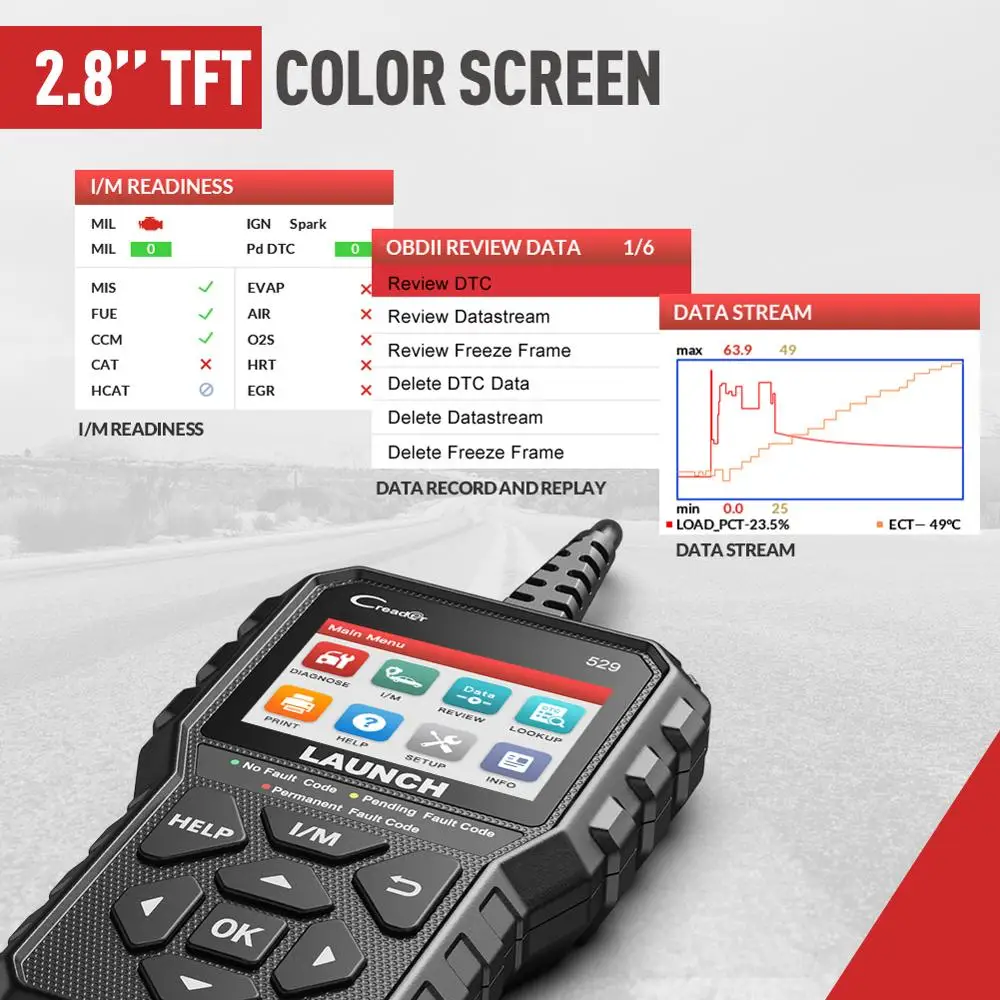 LAUNCH CR529OBD2 Scanner Outil de diagnostic automobile Lecteur de codes OBDII pour voiture Lecture de codes de panne Lecteur de codes DIY Creader 529