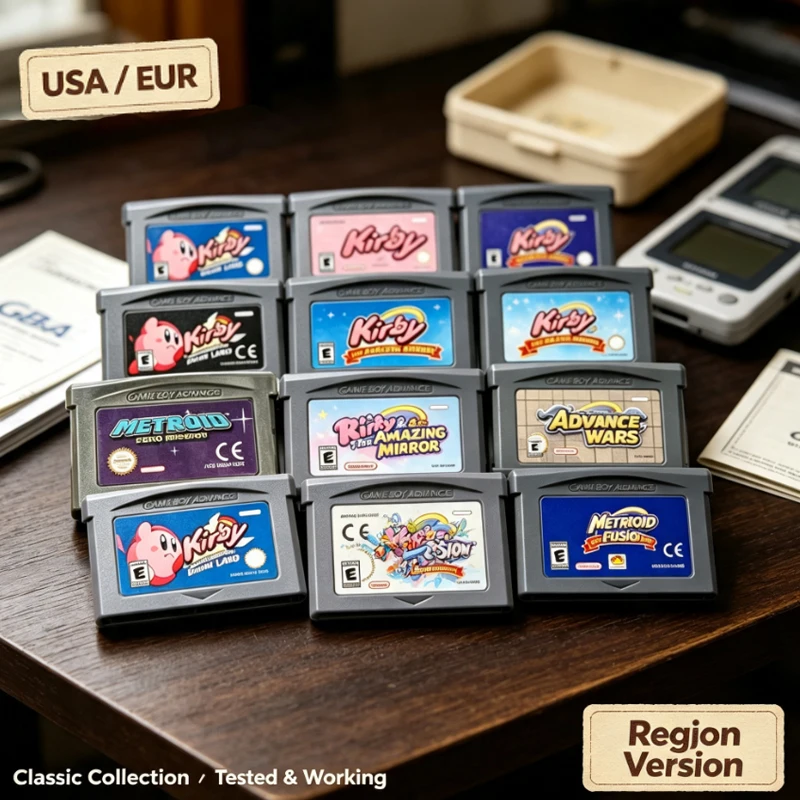 Stock--USA/EUR 32-Bit Video Game GBA Kirby Game Cartridge Console Card Amazing Mirror Nightmare in Dream Land for GBA NDS