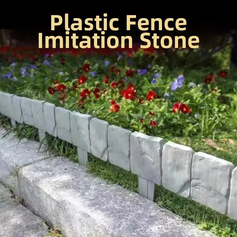 Bordure de jardin en plastique emboîtable imitation pierre, séparateur de pelouse à enfiler, clôture flexible pour jardin, bordure de jardin pour la rétention de la terre des fleurs