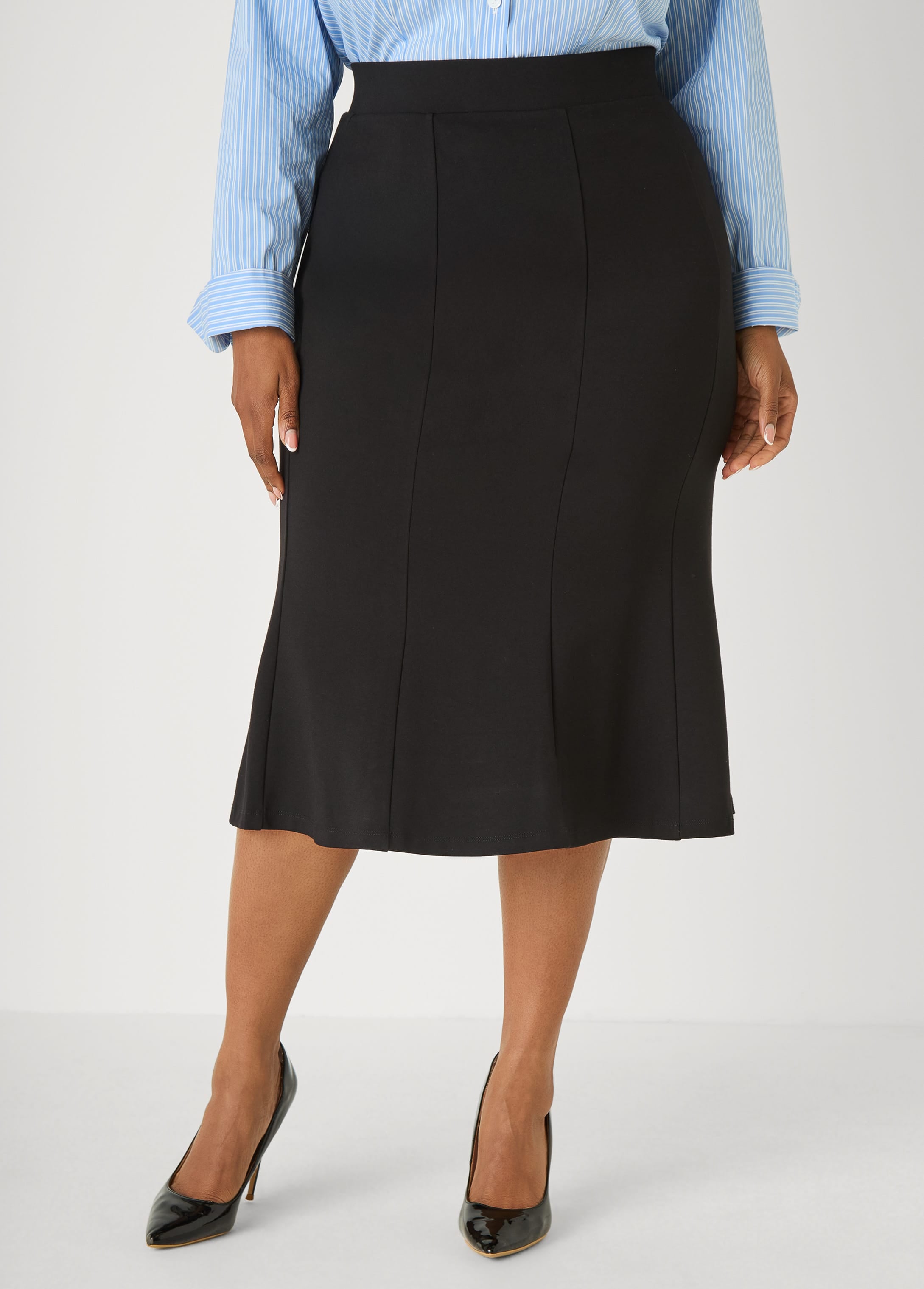 Plus Size Seamed Ponte Skirt