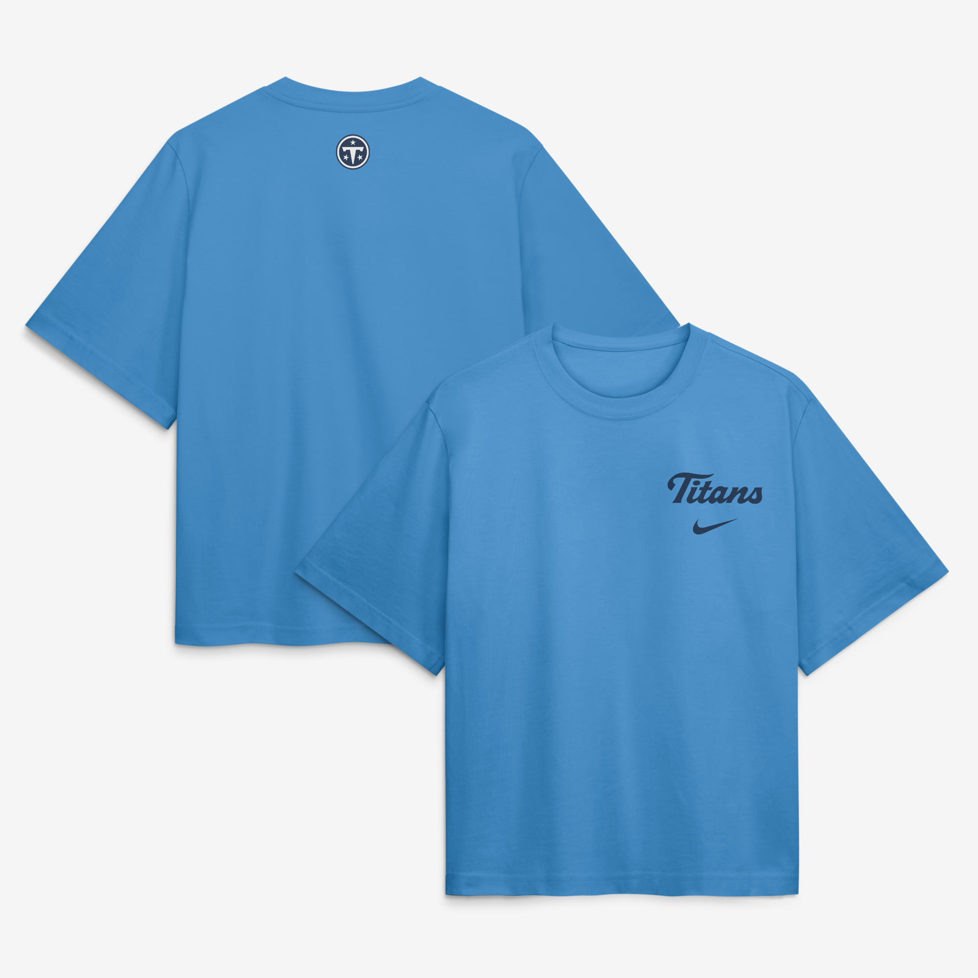 Nike Damen-T-Shirt in Hellblau aus der Tennessee Titans 2026 Rivalries Collection (Boxy-Schnitt)