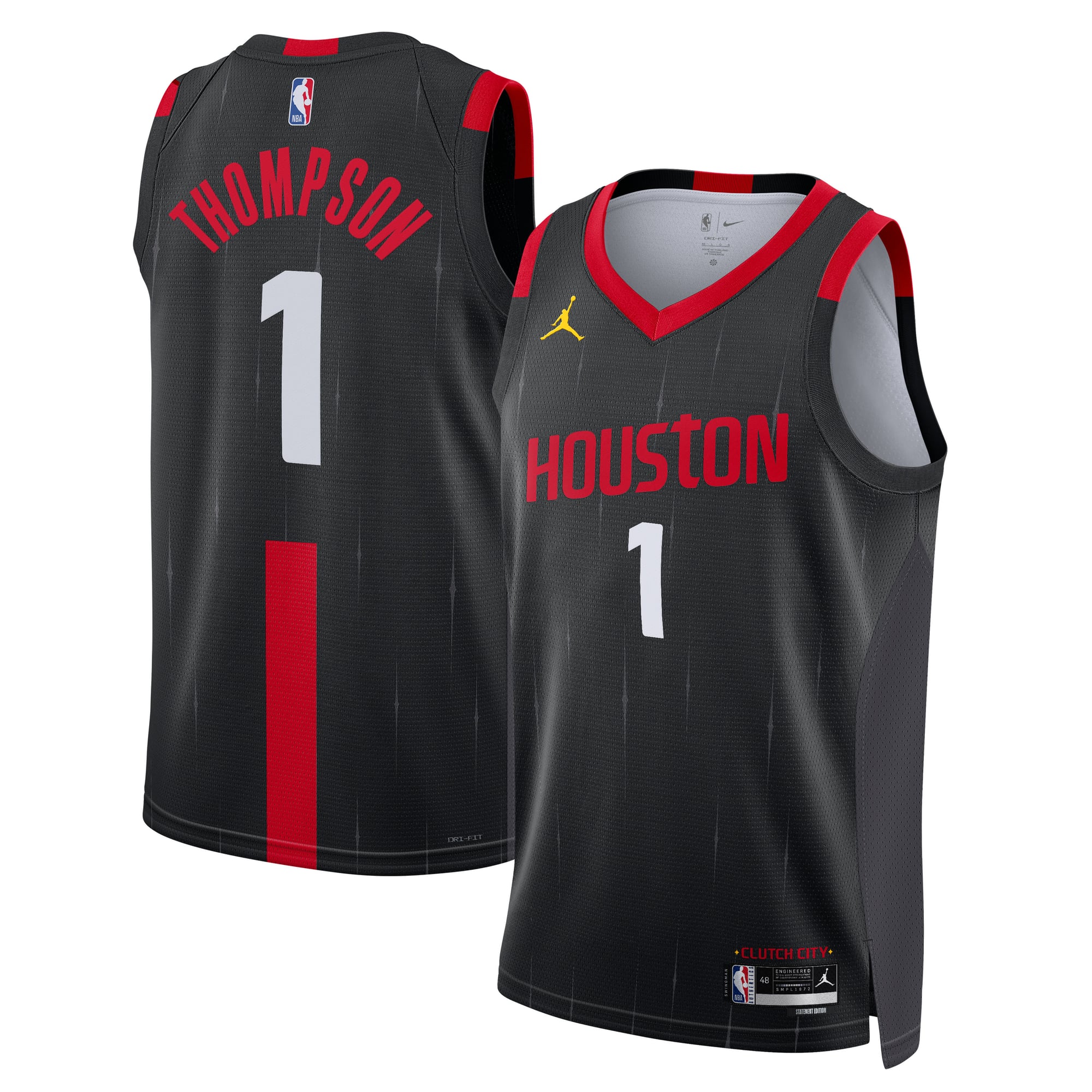 Maillot Swingman Statement Edition Réplique Jordan Brand Houston Rockets - Noir - Amen Thompson - Jeune - unisexe Taille: S (8)