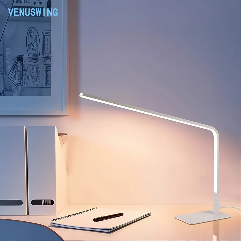Schreibtischlampe LED-Bürolampe Weiße Schreibtischlampe Stehlampe mit Sockel 3 Farben Dimmbare Helligkeit für Zuhause und Büro