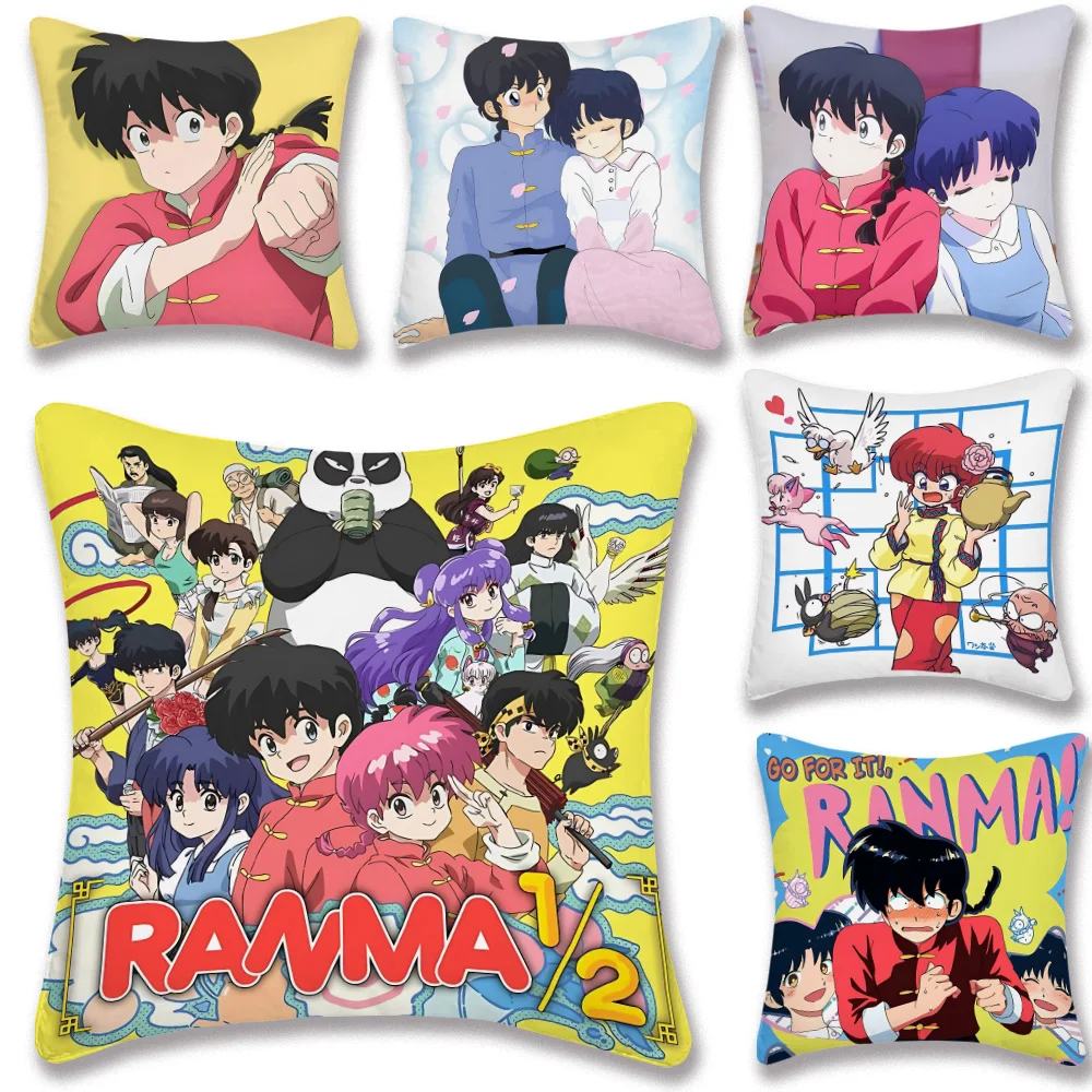 Heiße Anime-Kissenbezüge Cartoon-Sofa Dekorative Heimtextilien Beidseitig Bedruckt Kurzer Plüsch R-Ranma Niedlicher Kissenbezug