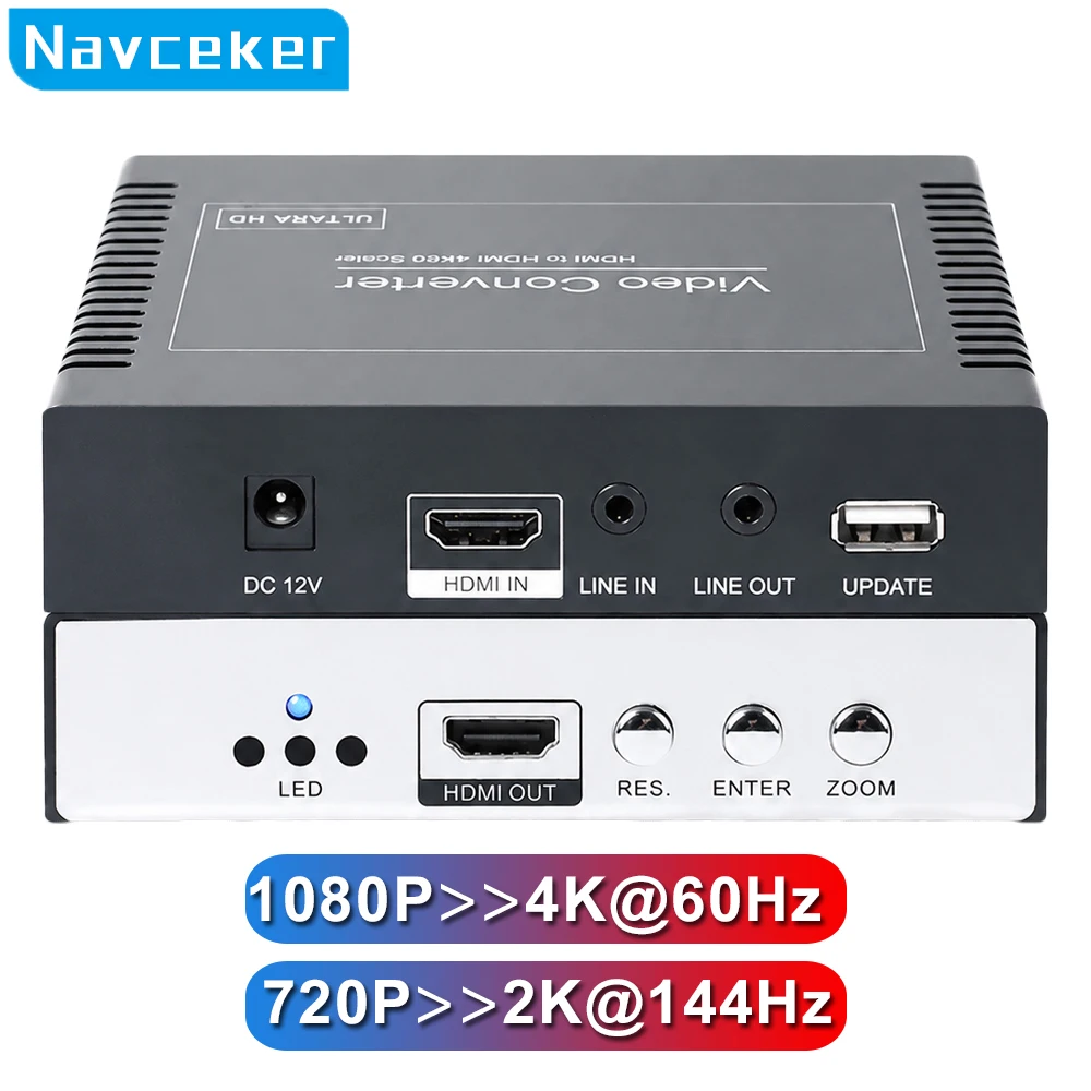 ProAV Videospielkonsole 4K Upscaler HDMI 4K Upgrader 1080P zu 4K 60Hz 2K 144Hz Skalierung für Nintendo Switch, Xbox, Wii U, PS3, PS4