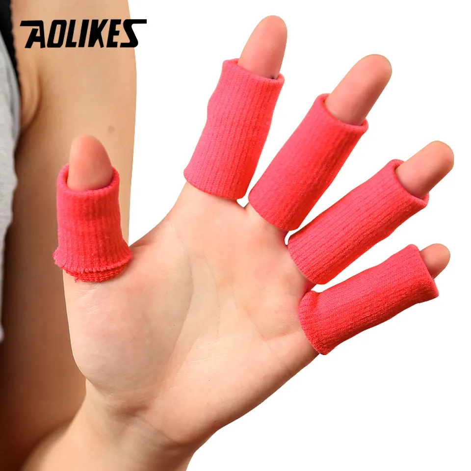 AOLIKES 10 Teile/los Elastische Finger Ärmeln Basketball Sport Sicherheit Daumen Brace Schutz Für Volleyball Badminton Gym Gesundheit Pflege