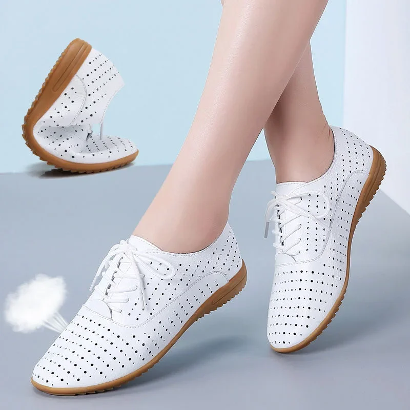 Frühling Oxford Schuhe Ballerina Wohnungen Echtes Leder Mokassins Lace Up Loafers Weiß Zapatos De Mujer Turnschuhe Tenis De Moda Onkogene