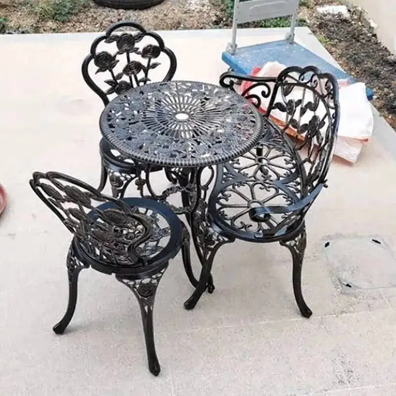 Gartenmöbel-Sets für den Außenbereich, Freizeit-Gartentisch und Stuhl, wasserdichte Stühle im Freien, Balkon, Tisch und Stuhl aus Aluminiumguss AA
