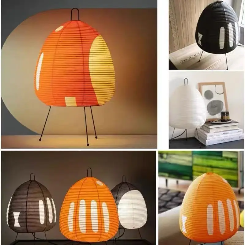 Japanische Retro Noguchi Dreibein-Stehlampe aus Reispapier, LED-Bodenleuchte, Kunsthandwerk, Handgestrickte Leuchte für Wohnzimmer, Heimdekoration, Kronleuchter
