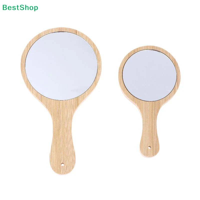  Natürlicher Bambus-Handspiegel – 2 Größen Runder Holzspiegel für Zuhause & Salon