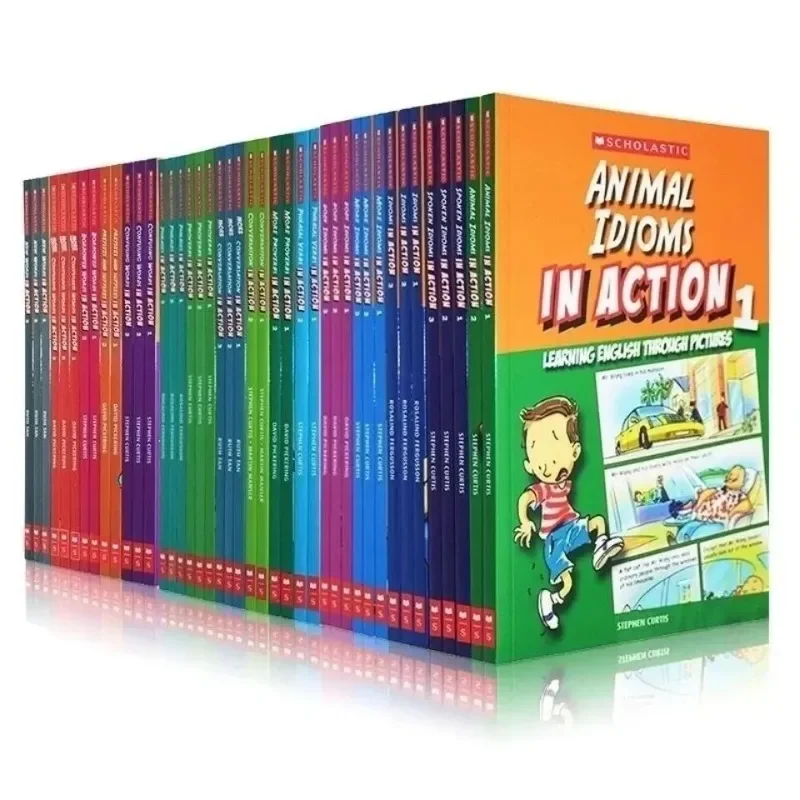 45 Bücher schulischen in Aktion Wörter/Idiome Bücher für Kinder Englisch Kinder Buch Geschenk box Cartoon Bilder geschichte Livre Libro