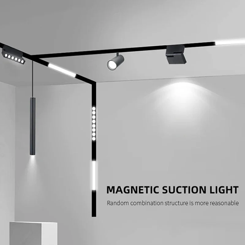 Neue Magnetische Schienenbeleuchtung Dimmbar mit Fernbedienung 48V LED Deckenlampe Schienenbeleuchtung Ohne Hauptlicht-Design Spotlight