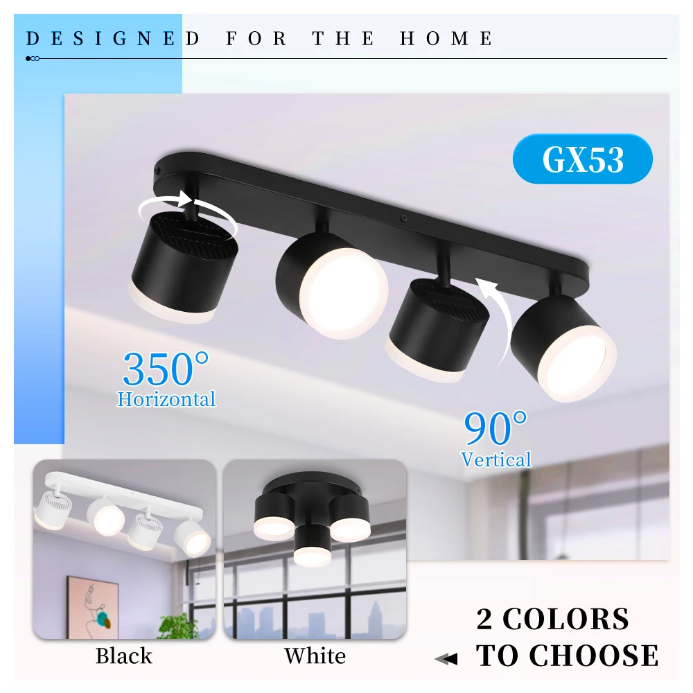 LED-Deckenstrahler, GX53, austauschbare Glühbirne, Spotlampen, 85–265 V, LED-Deckenstrahler für Wohnzimmer, Schlafzimmer, Küche, Dekoration