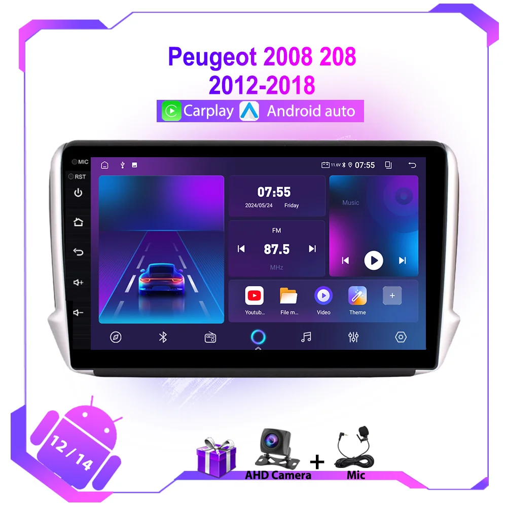 Android GPS Auto Radio Für Peugeot 2008 208 Serie 2012-2018 Autoraido Stereo Navigation GPS Multimedia Video Carplay DVD