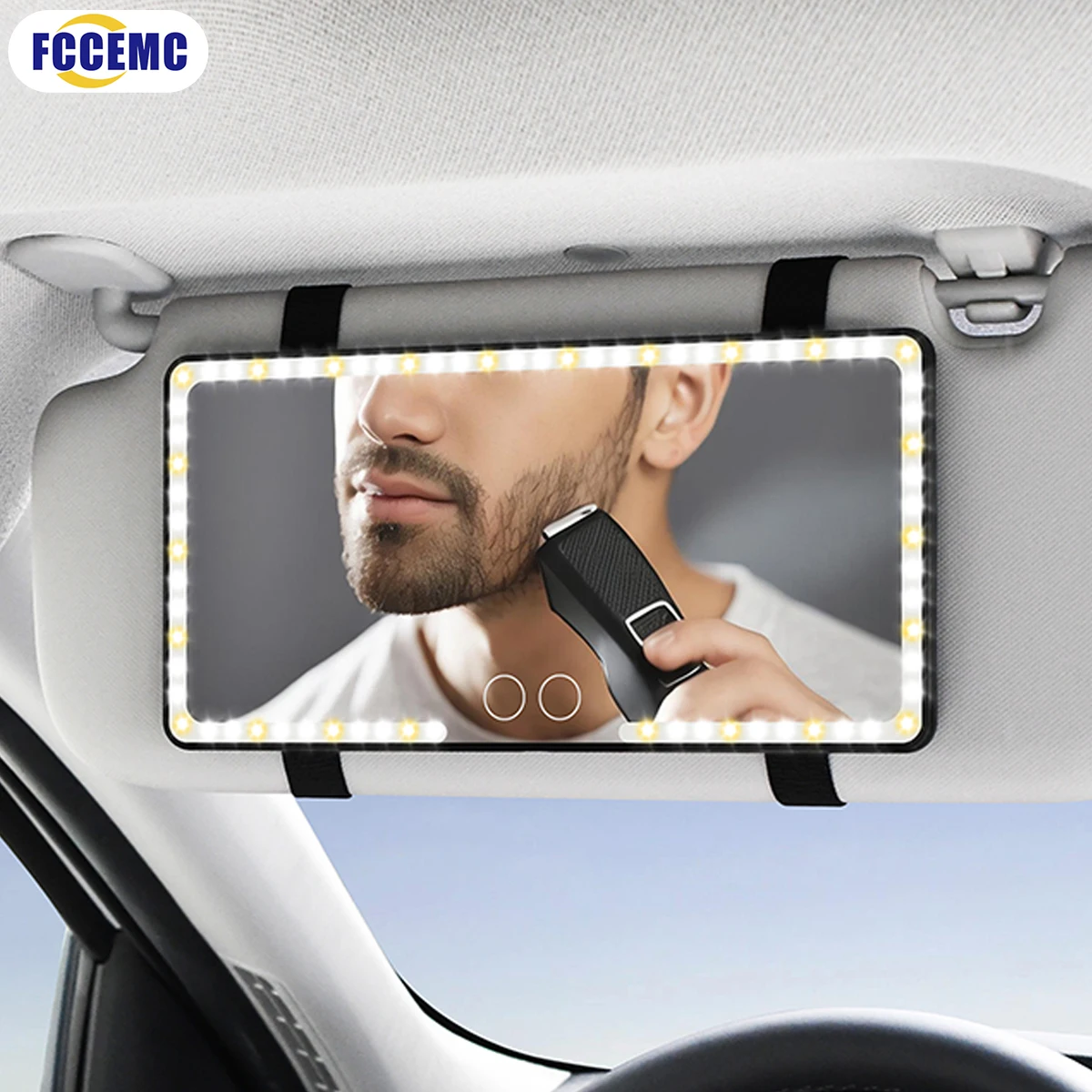 Auto-Sonnenblende, Kosmetikspiegel, Kosmetikspiegel, USB wiederaufladbar, 3 Modi, Make-up-Spiegel mit Visier, 88 LEDs, dimmbares Clip-on-Licht