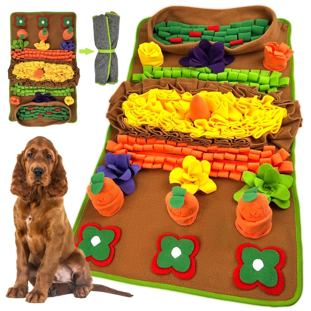 Sniffmatte für Hunde, Slow-Feeding-Trainingsspielzeug für Innen- und Außenbereiche, Wollfleece-Hundepuzzle-Spielzeug, Stuffy-Food-Finder-Matte für Haustiere