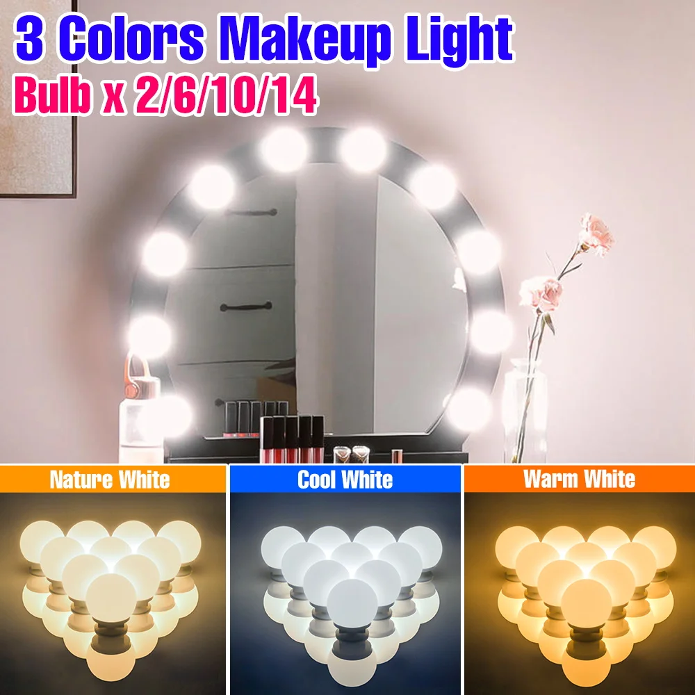 USB DC5V LED Make-up Spiegel Licht Badezimmer Schminktisch Lampe 3 Farben dimmbar für Schlafzimmer Spiegel Dekoration Füllen Beleuchtung