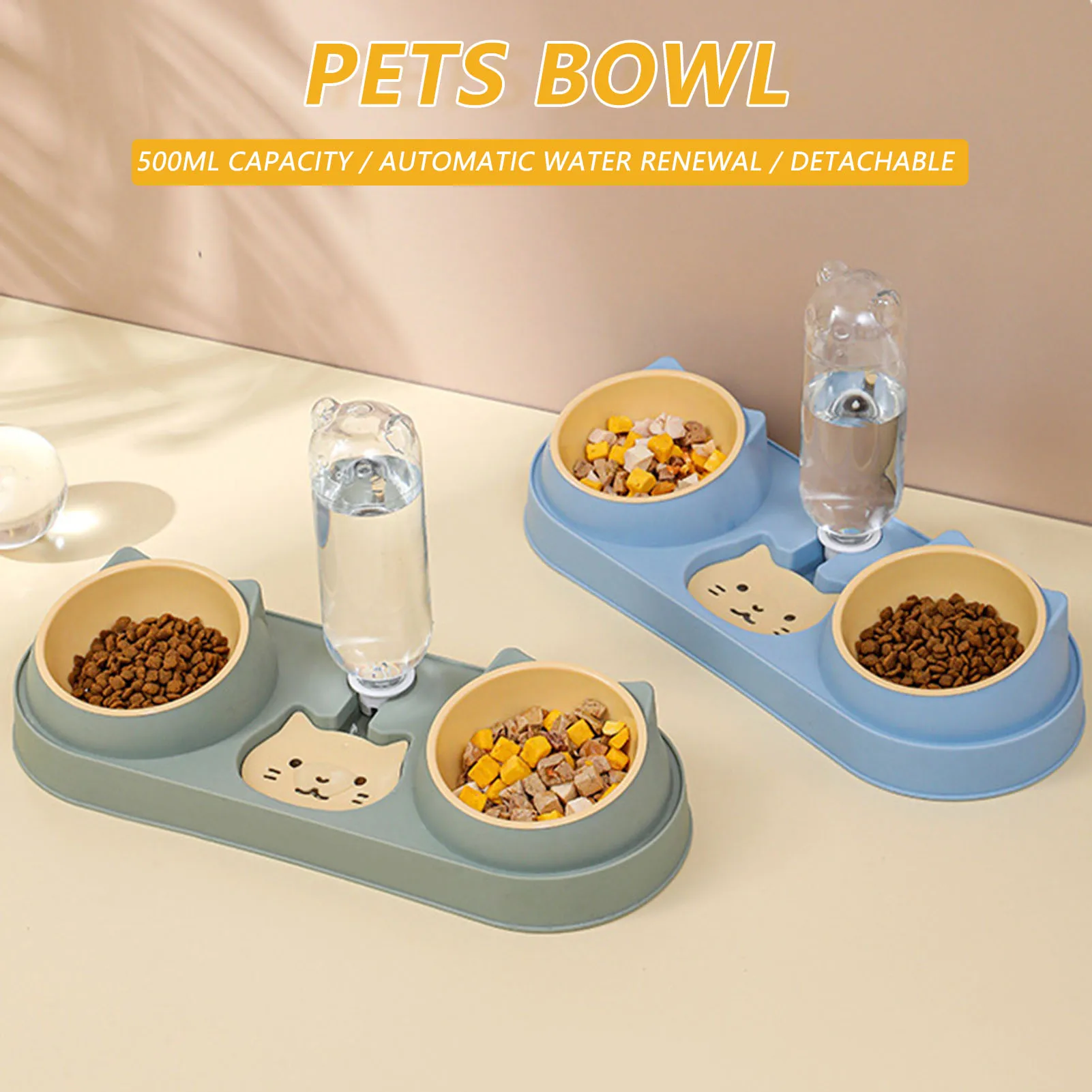 Haustier Katze Schüssel Automatische Feeder Hundefutter Schüssel Mit Wasser Brunnen Doppel Schüssel Trinken Erhöhte Stand Schüssel Schüsseln Für Katzen